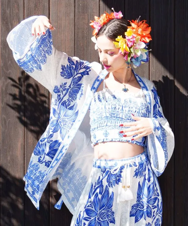 UV Protection Lotus Pattern Kimono