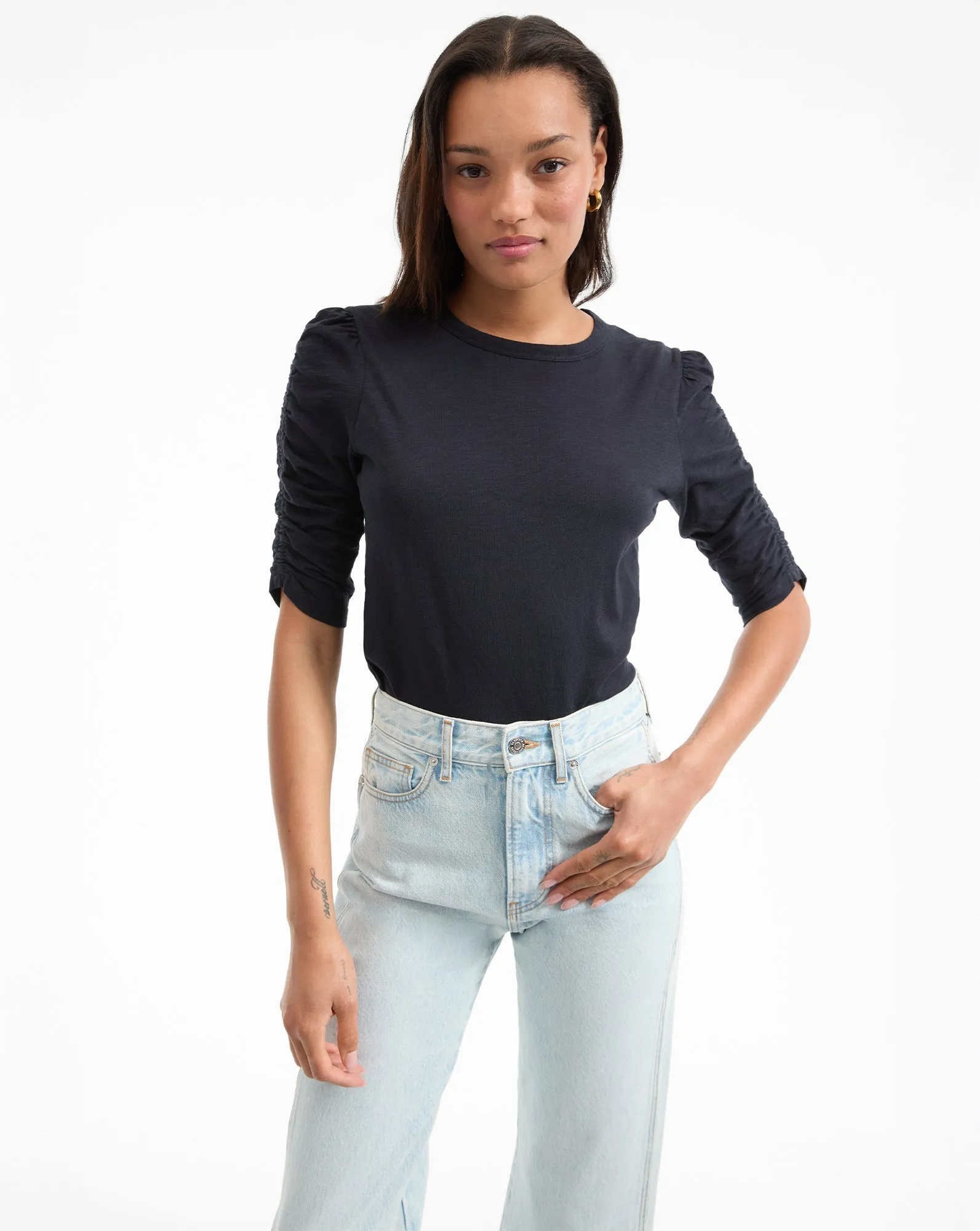 Waldorf Ruched-Sleeve T-Shirt