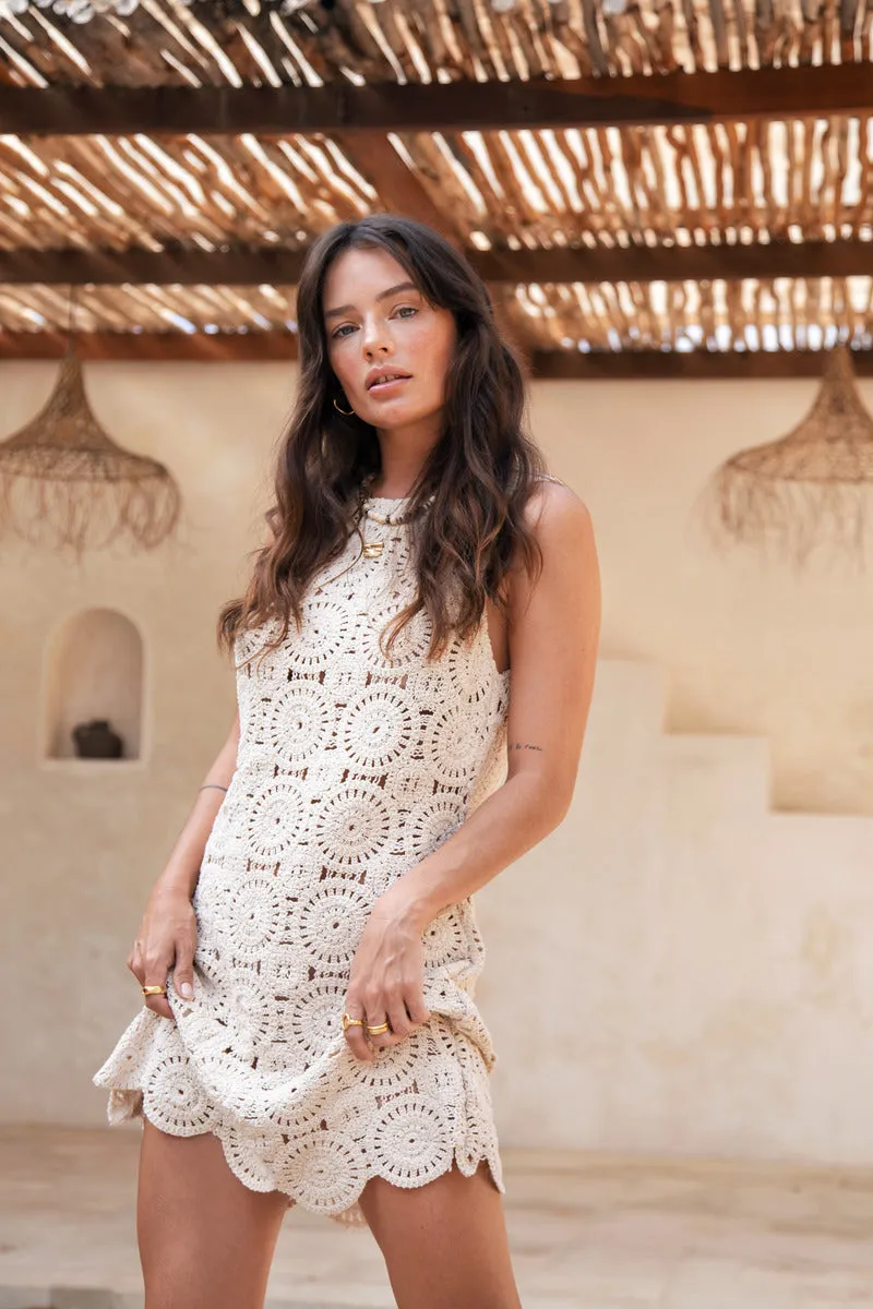 WHAT GOES AROUND MINI DRESS - CREAM